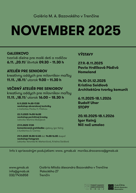 Pozývame Vás na sprievodné podujatia v mesiaci november