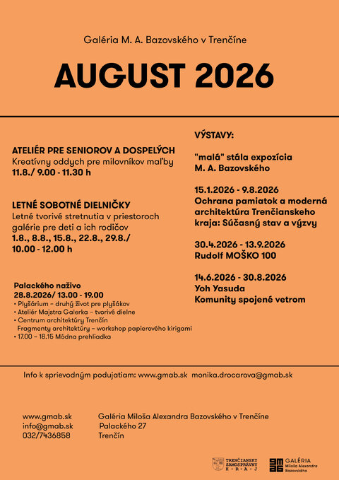 Pozývame Vás na sprievodné podujatia v mesiaci august