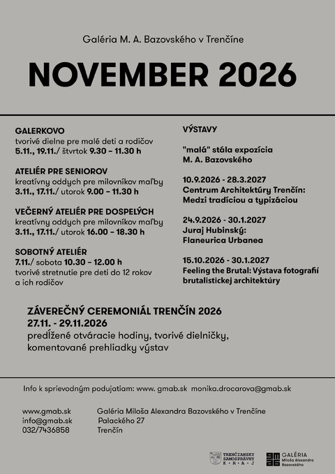 Pozývame Vás na sprievodné podujatia v mesiaci november