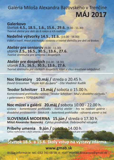 Pozývame Vás na tvorivé podujatia v máji Pozývame Vás na tvorivé podujatia v máji