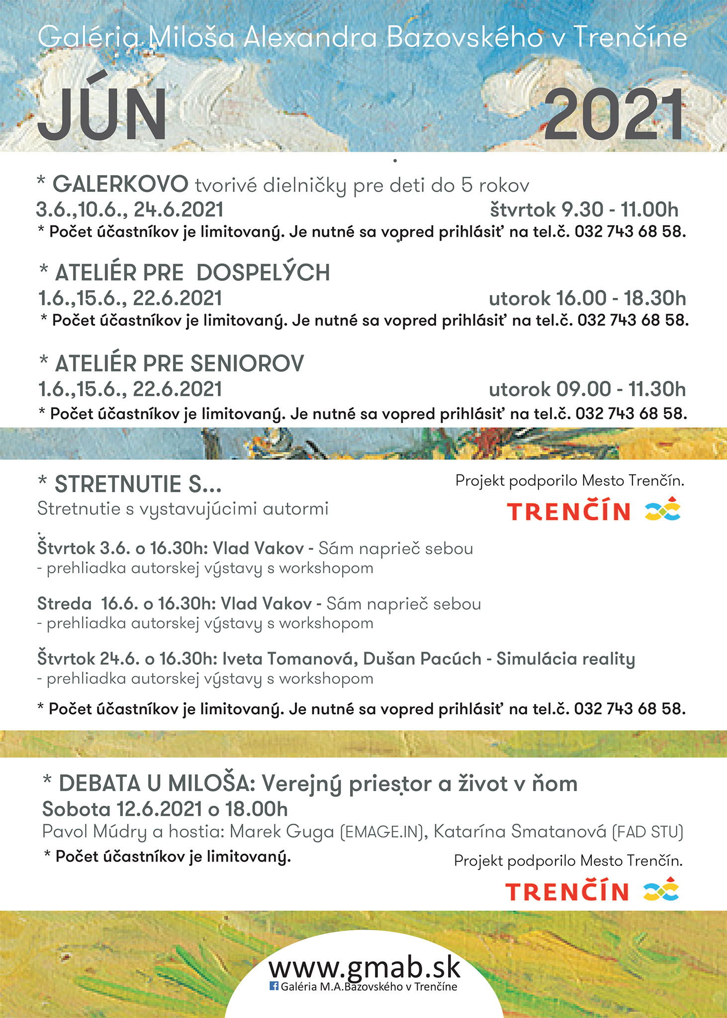 Pozývame Vás na sprievodné podujatia v mesiaci jún Pozývame Vás na sprievodné podujatia v mesiaci jún