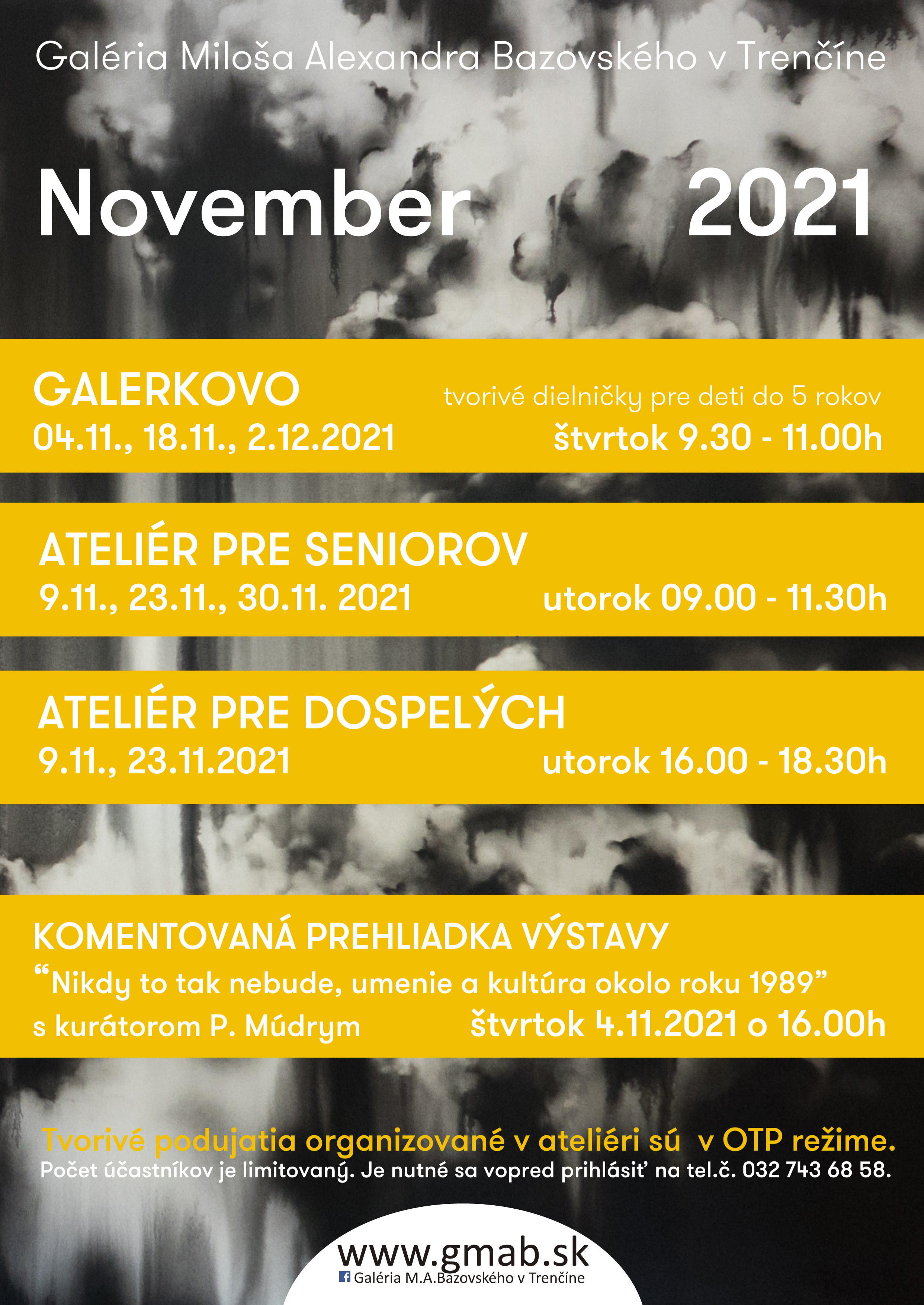 Pozývame Vás na sprievodné podujatia v mesiaci november Pozývame Vás na sprievodné podujatia v mesiaci november