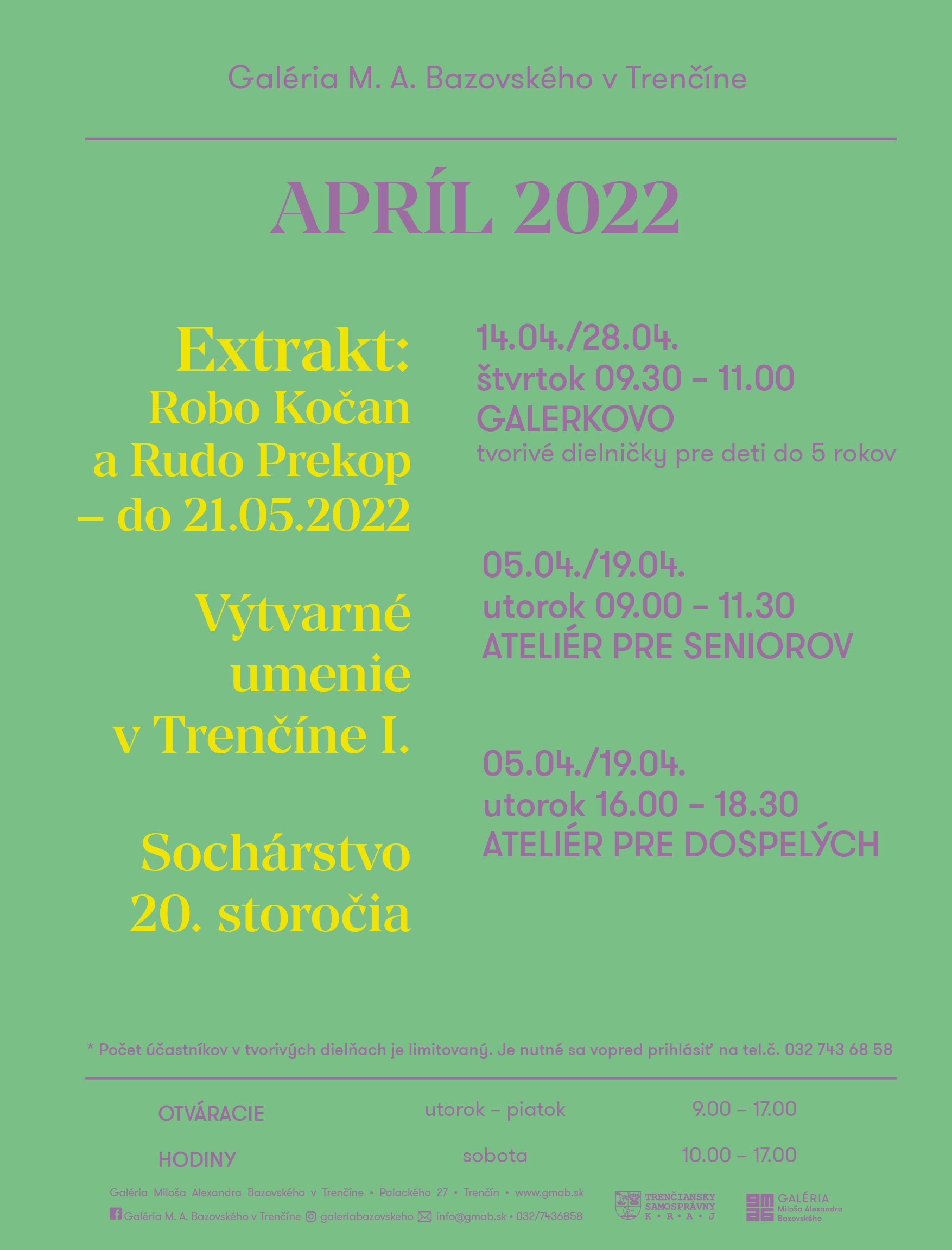 Pozývame Vás na sprievodné podujatia v mesiaci apríl Pozývame Vás na sprievodné podujatia v mesiaci apríl
