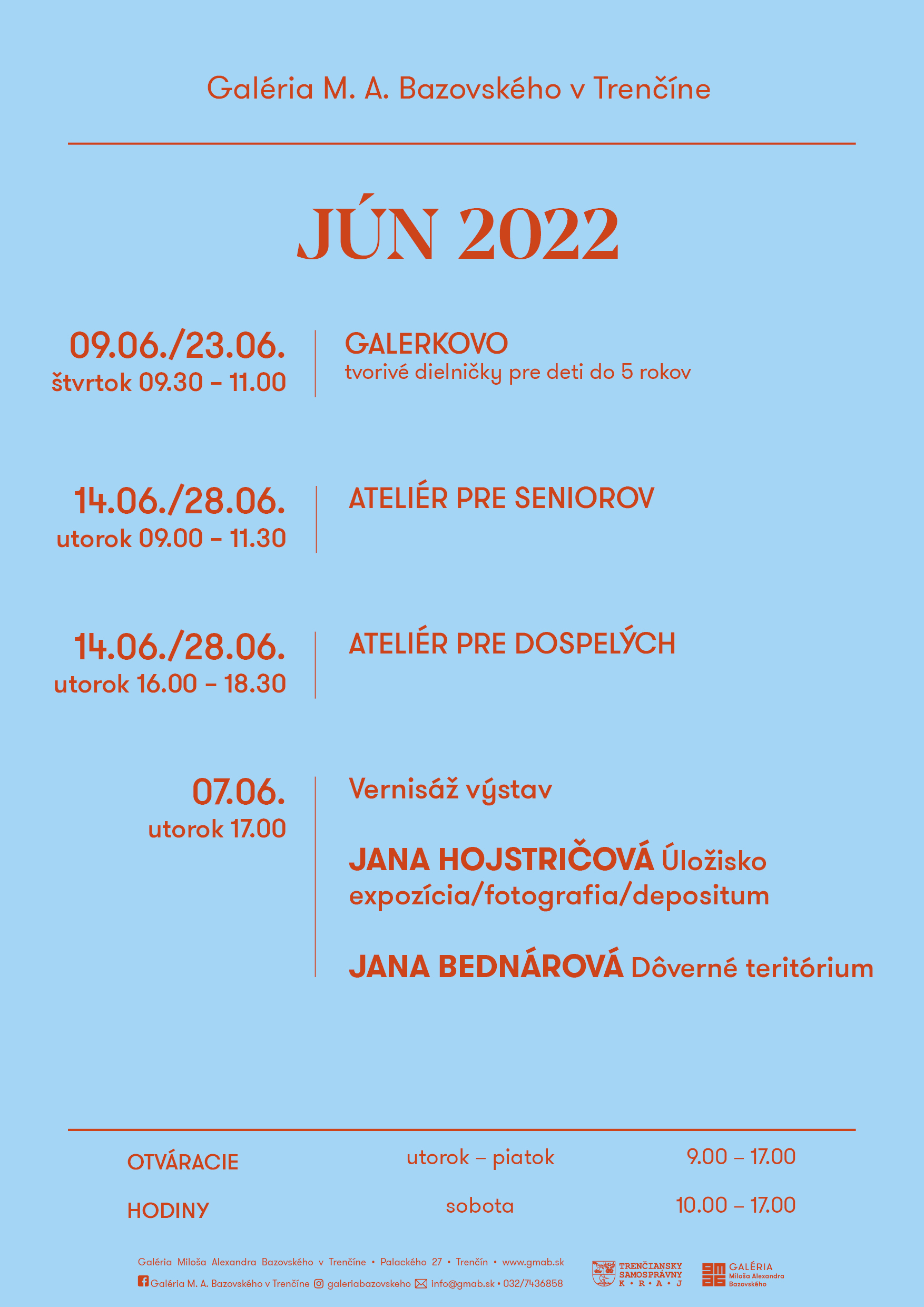 Pozývame Vás na sprievodné podujatia v mesiaci JÚN Pozývame Vás na sprievodné podujatia v mesiaci JÚN