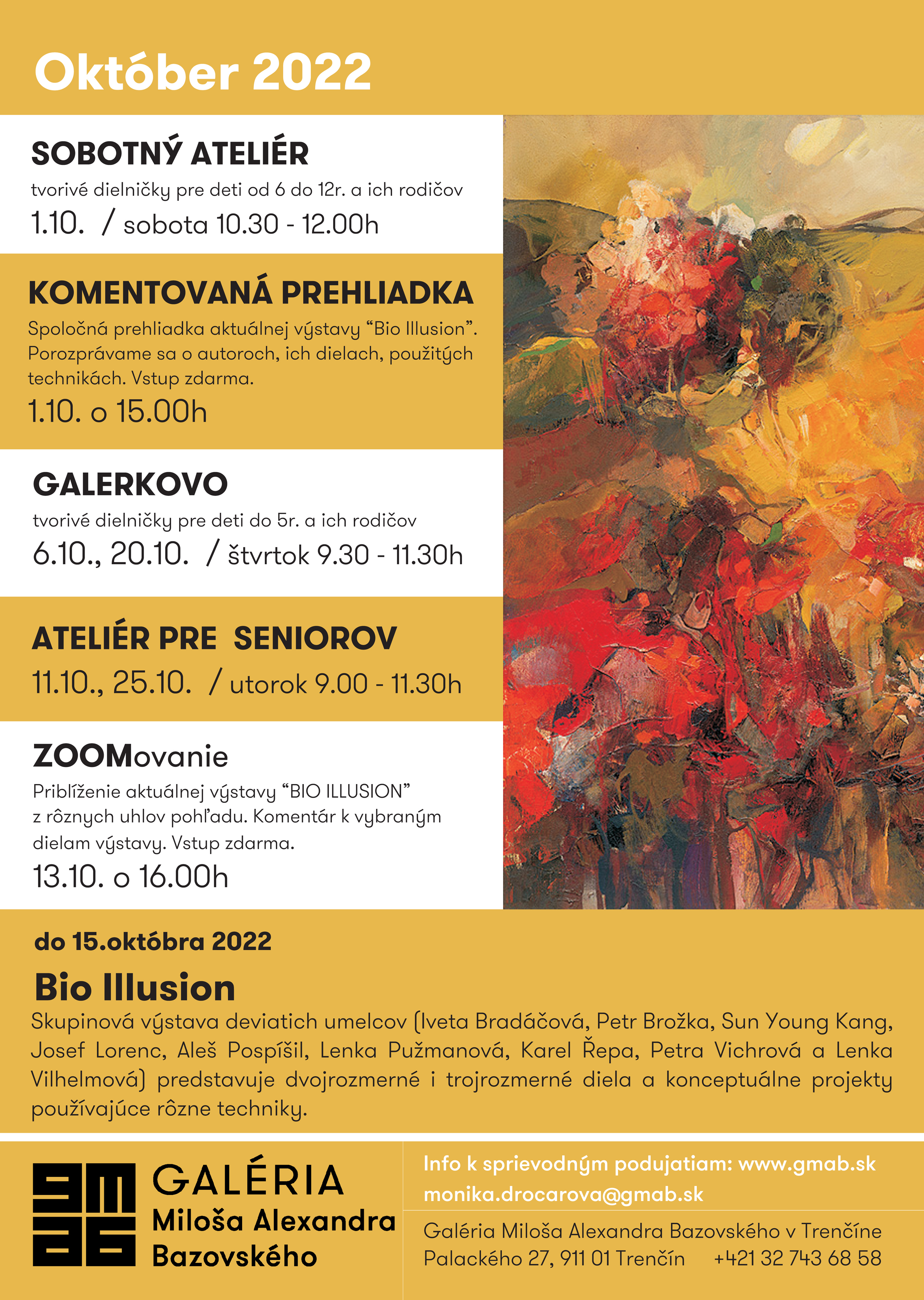Pozývame Vás na sprievodné podujatia v mesiaci október Pozývame Vás na sprievodné podujatia v mesiaci október